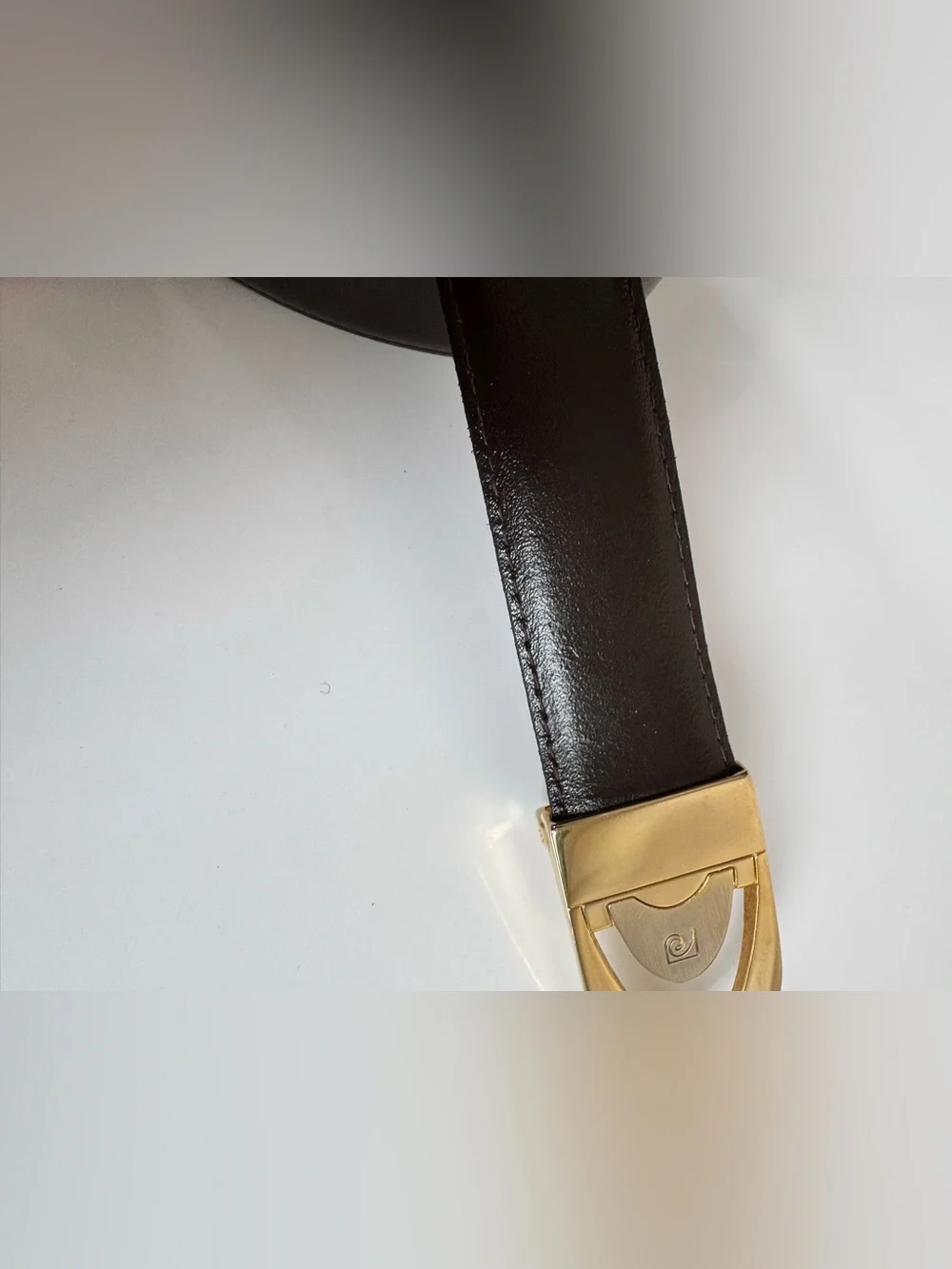 VTG Pierre Cardin 41” Reversible Brown Black Leather Belt w Mixed Metal Buckle L